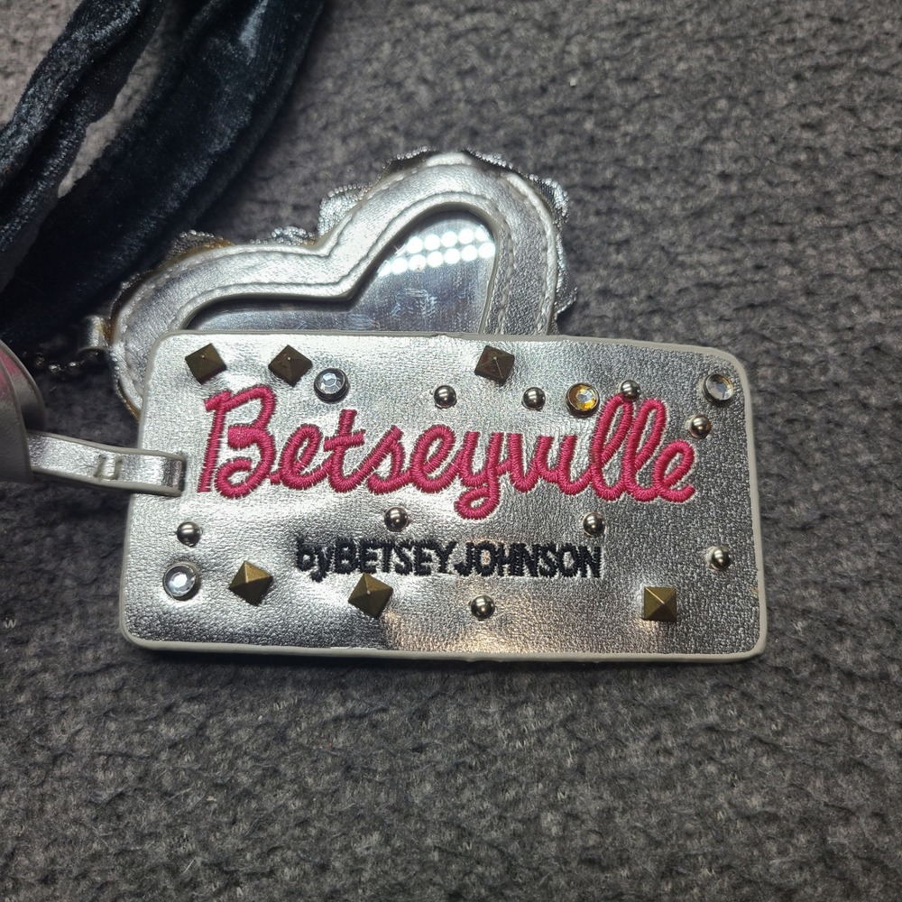 Betseyville Betsey Johnson Shoulder Bag Womens Medium Grey Excellent Velvet Rose - Picture 6 of 7